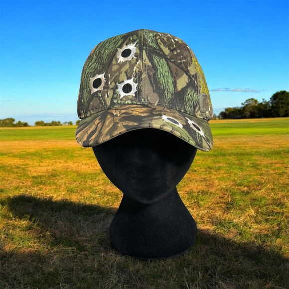 DF Imports Camo w/ Bullet Holes Embroidered Baseball Hat Adjustable NWT - Picture 1 of 8